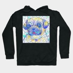 PUG watercolor and ink portrait .2 Hoodie